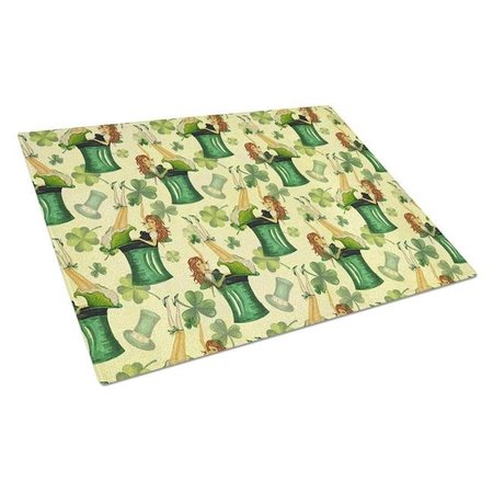 CAROLINES TREASURES Carolines Treasures BB7559LCB Watercolor St Patricks Day Party Glass Cutting Board; Large BB7559LCB